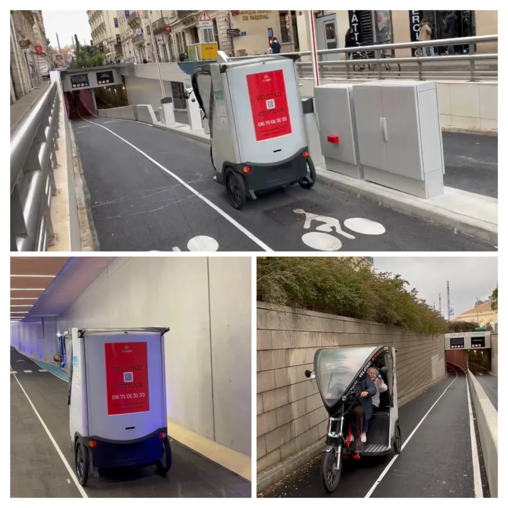 galerie cyclable sous la Comédie Montpellier mobilité douce